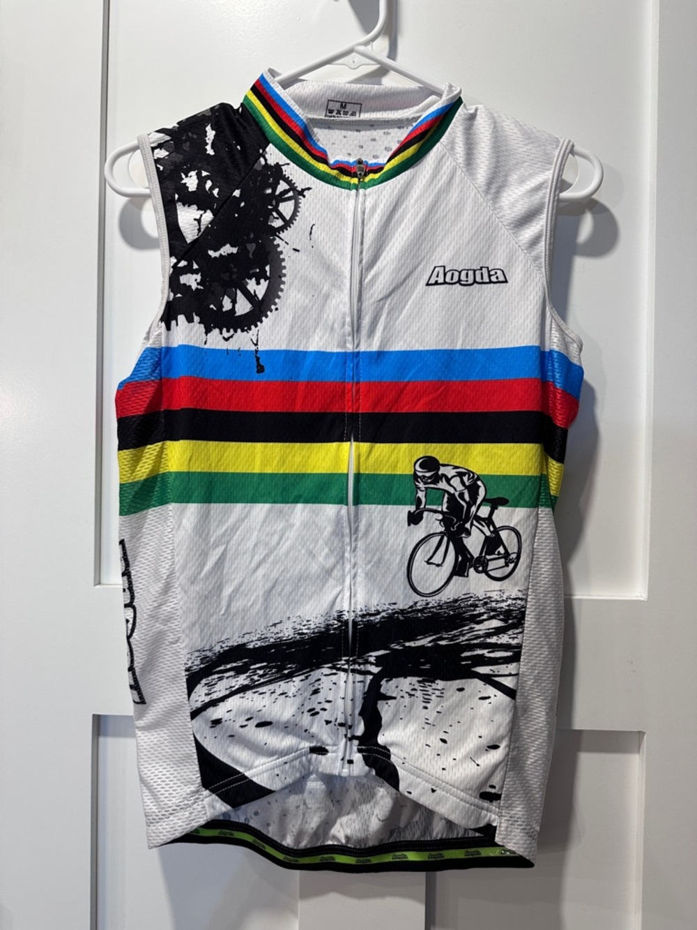 Aogda Sleeveless Cycling Jersey Rainbow Stripes Men’s or Women’s Breathable